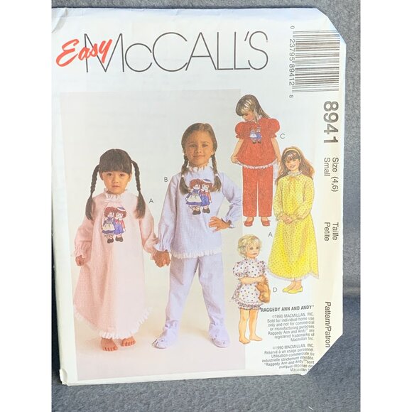 McCall's Girls Sleepwear Sewing Pattern Sz 4-6 8941 - Uncut - Picture 4 of 4